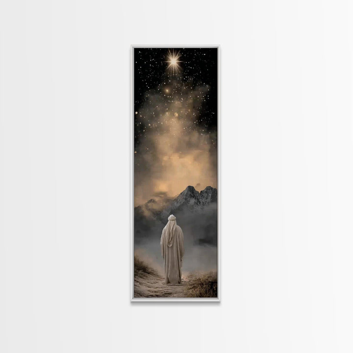 Bethlehem Night Sky – Framed Canvas Print – Tall Skinny Art Print – Christian Christmas Art – Christmas Wall Art – Christian Art Canvas – C