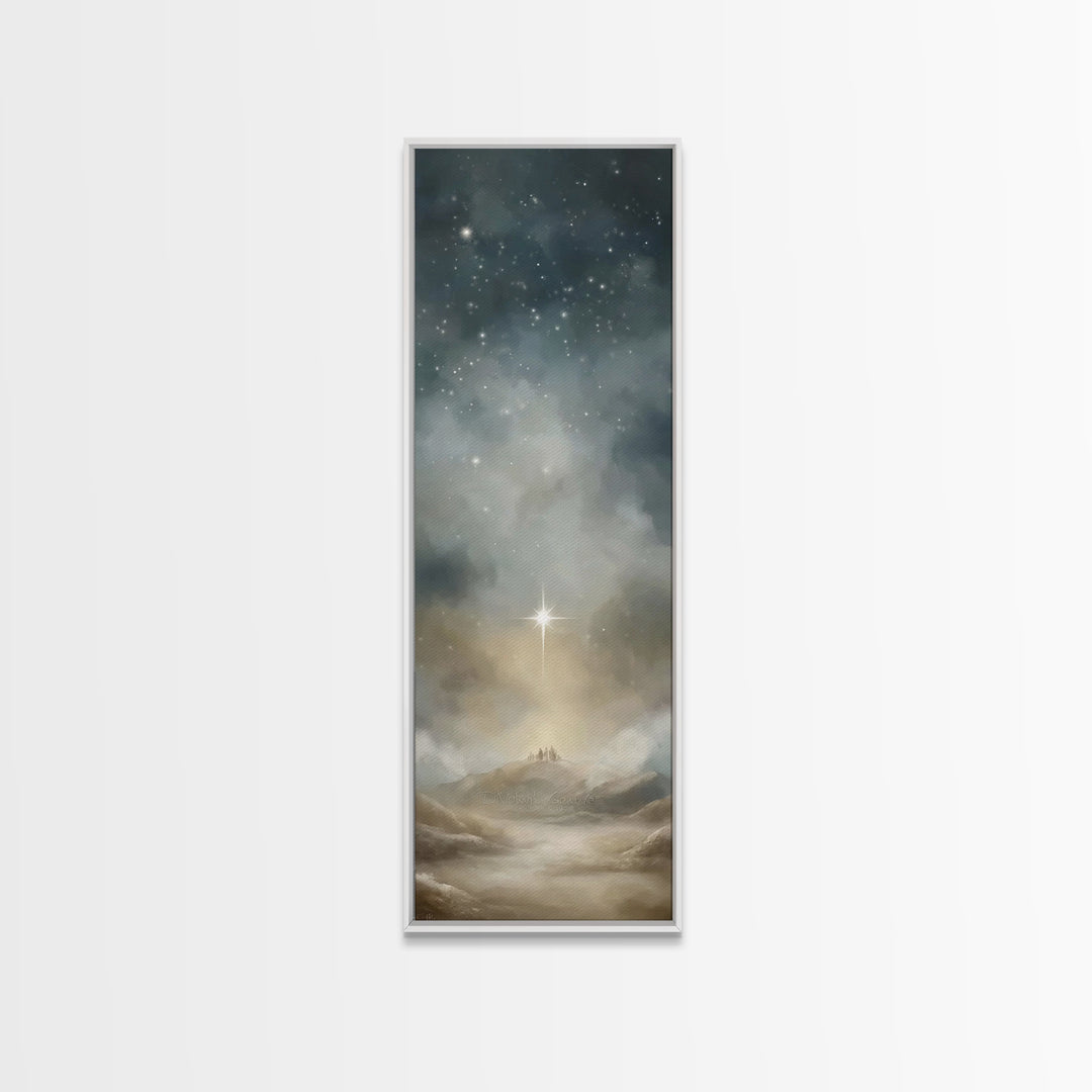 Holy Star Promise – Framed Canvas Print – Tall Skinny Art Print – Christian Art – Christian Art Canvas – Christmas Wall Art – Christian Chr