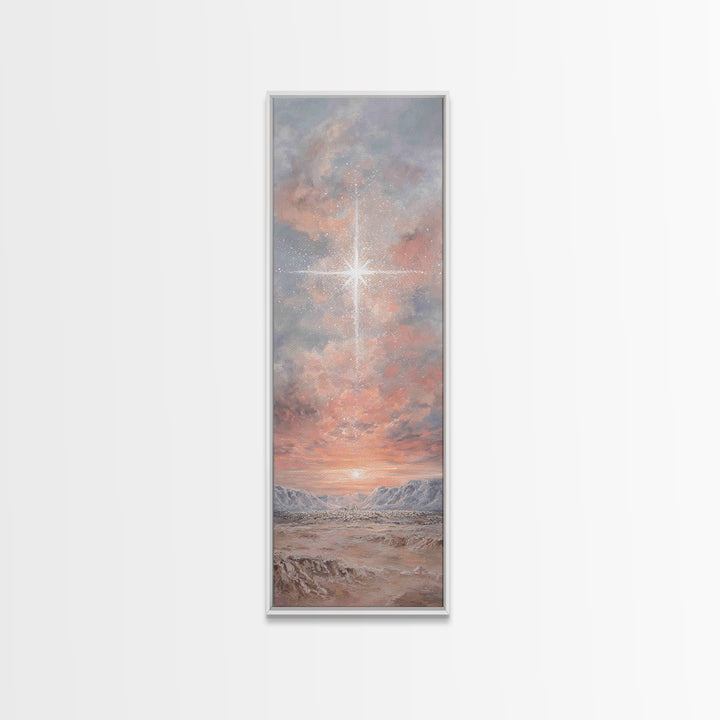 Heavenly Dawn Star – Framed Canvas Print – Tall Narrow Wall Art – Christian Wall Art – Christian Art Canvas – Christmas Art – Jesus Paintin