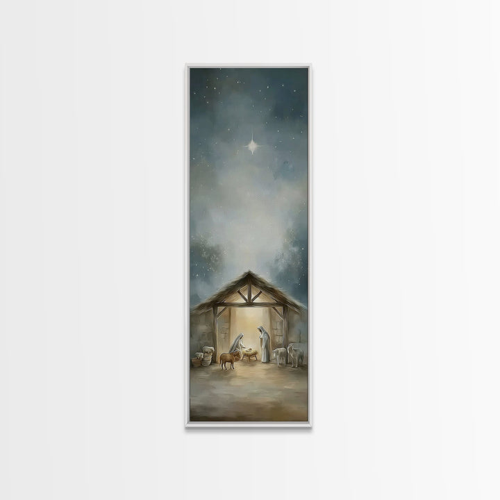 Bethlehem Night Light – Framed Canvas Print – Skinny Art – Christian Christmas Art – Christian Art Canvas – Jesus Painting – Christian Wall