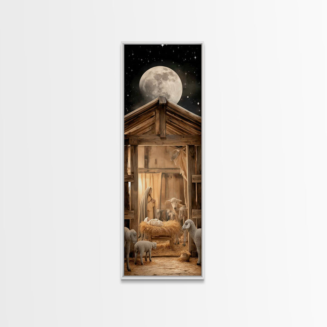 Stable Blessing Grace – Framed Canvas Print – Skinny Art – Christian Wall Art – Jesus Painting – Christmas Art – Christian Art Canvas
