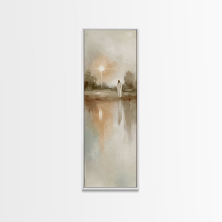 Gentle Dawn Messiah – Framed Canvas Print – Skinny Art – Christian Art – Christian Art Canvas – Jesus Painting – Minimalist Christian Art