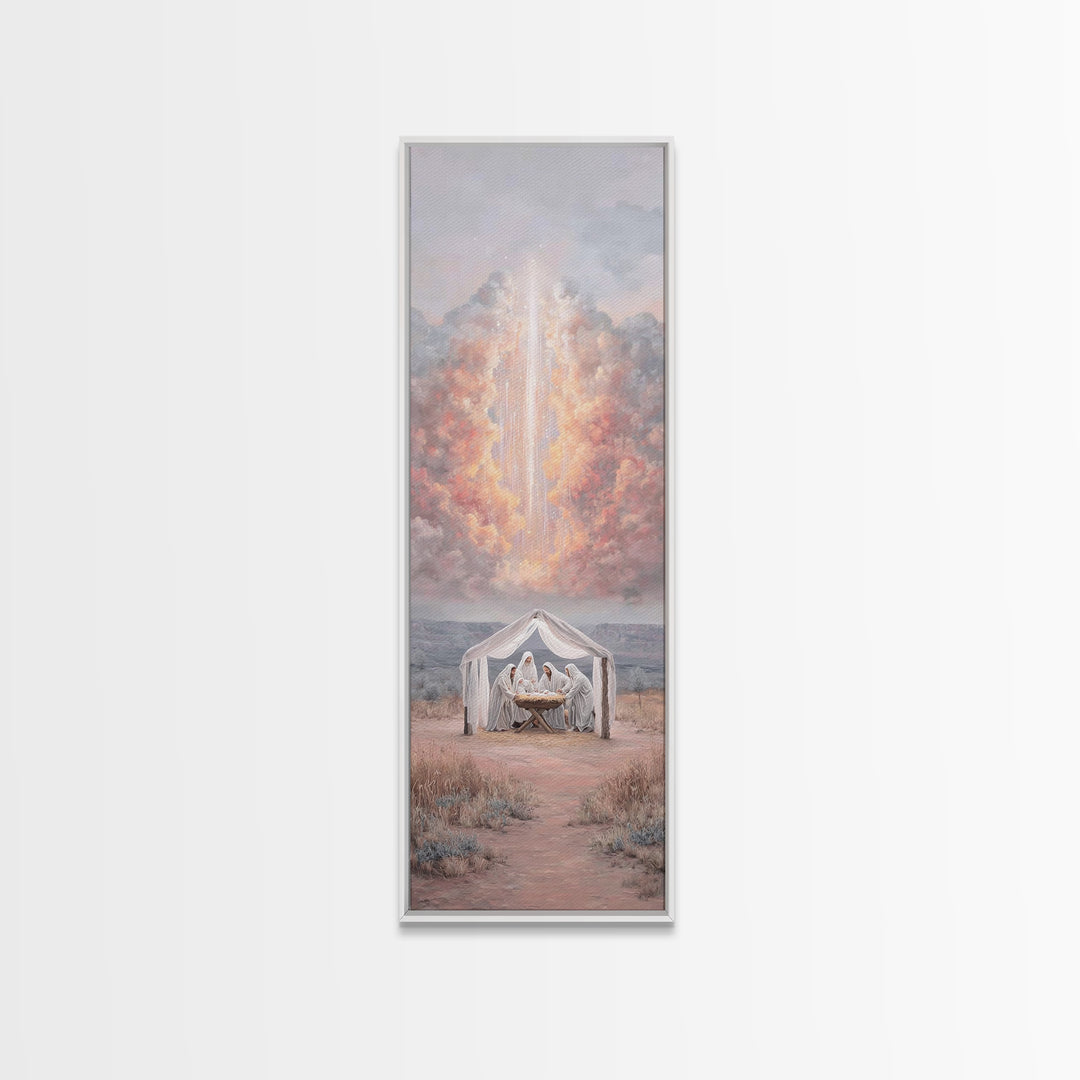 Celestial Birth Wonder – Framed Canvas Print – Skinny Art – Christian Wall Art – Christmas Art – Christian Art Canvas – Jesus Christmas Art