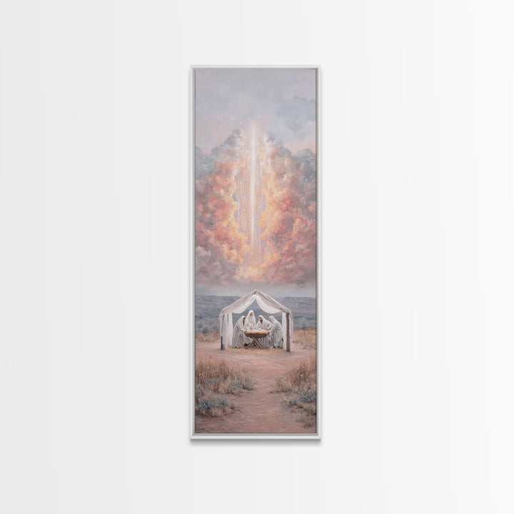 Celestial Birth Wonder – Framed Canvas Print – Skinny Art – Christian Wall Art – Christmas Art – Christian Art Canvas – Jesus Christmas Art