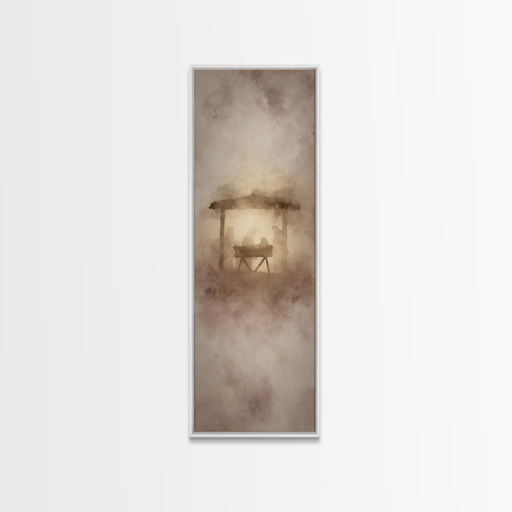 Bethlehem Night Glory – Framed Canvas Print – Tall Narrow Wall Art – Jesus Painting – Christian Christmas Art – Christian Art Canvas – Jesu