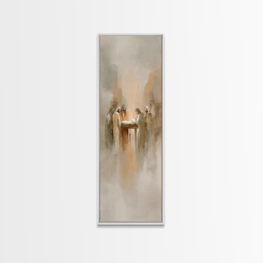 Nativity Dawn Light – Framed Canvas Print – Tall Narrow Wall Art – Christian Christmas Art – Jesus Art – Jesus Painting – Christian Art Can