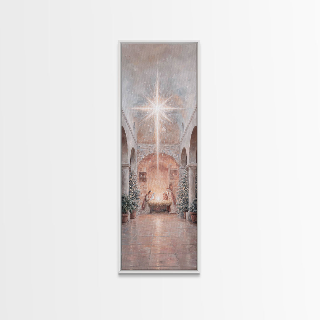 Star of Bethlehem – Framed Canvas Print – Tall Narrow Wall Art – Jesus Painting – Jesus Art – Christian Art Canvas – Christian Christmas Ar