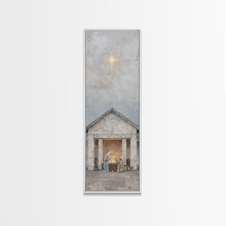Sacred Christmas Hope – Framed Canvas Print – Tall Narrow Wall Art – Jesus Art – Christian Christmas Art – Jesus Painting – Christian Art C