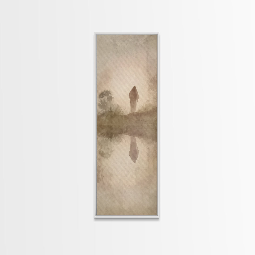 Silent Morning Savior – Framed Canvas Print – Narrow Art – Christian Wall Art – Christian Art – Jesus Painting – Modern Christian Painting