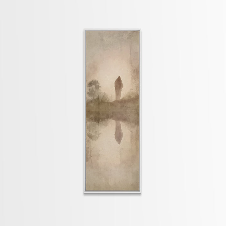 Silent Morning Savior – Framed Canvas Print – Narrow Art – Christian Wall Art – Christian Art – Jesus Painting – Modern Christian Painting
