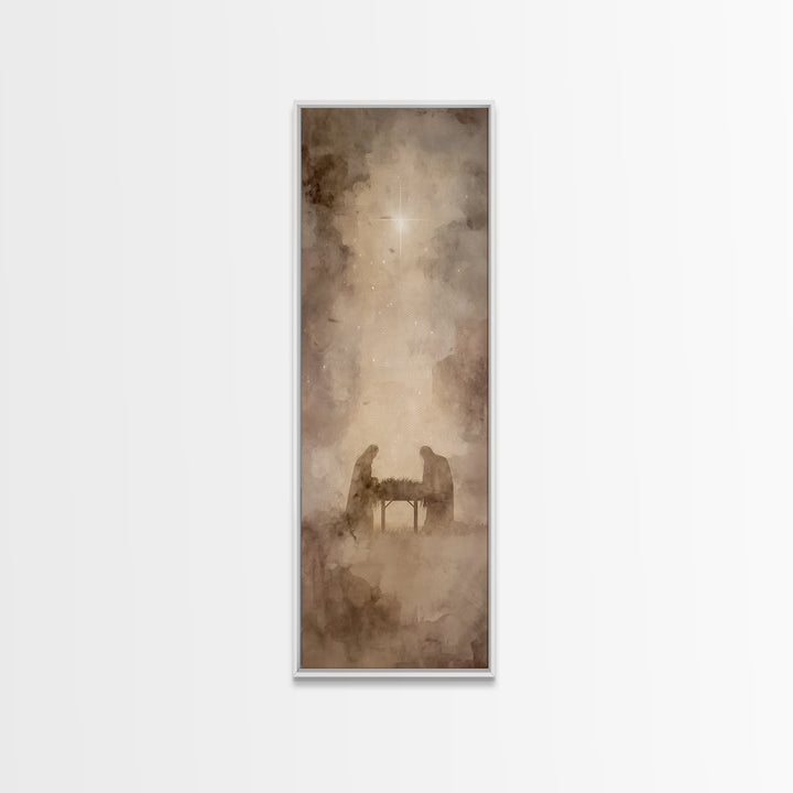 Divine Birth Star – Framed Canvas Print – Tall Narrow Wall Art – Jesus Painting – Christian Art Canvas – Jesus Art – Christian Christmas Ar