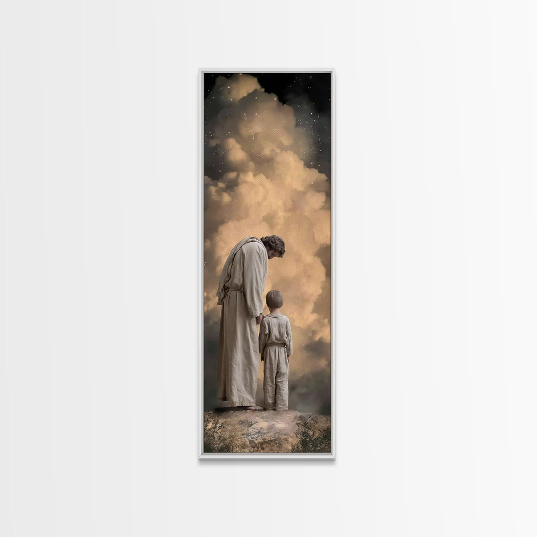 Guiding Hope Light – Framed Canvas Print – Christian Wall Art – Jesus Painting – Christian Art Canvas – Modern Christian Art – Tall Skinny