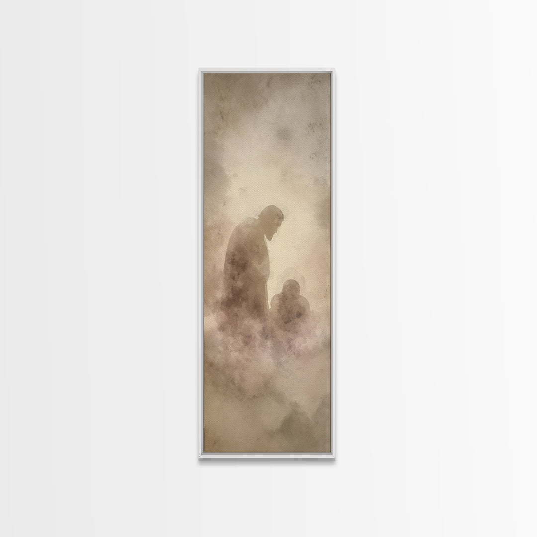 Shadowed Mercy Calm – Framed Canvas Print – Christian Art – Christian Wall Art – Christian Art Canvas – Minimalist Christian Art – Narrow A