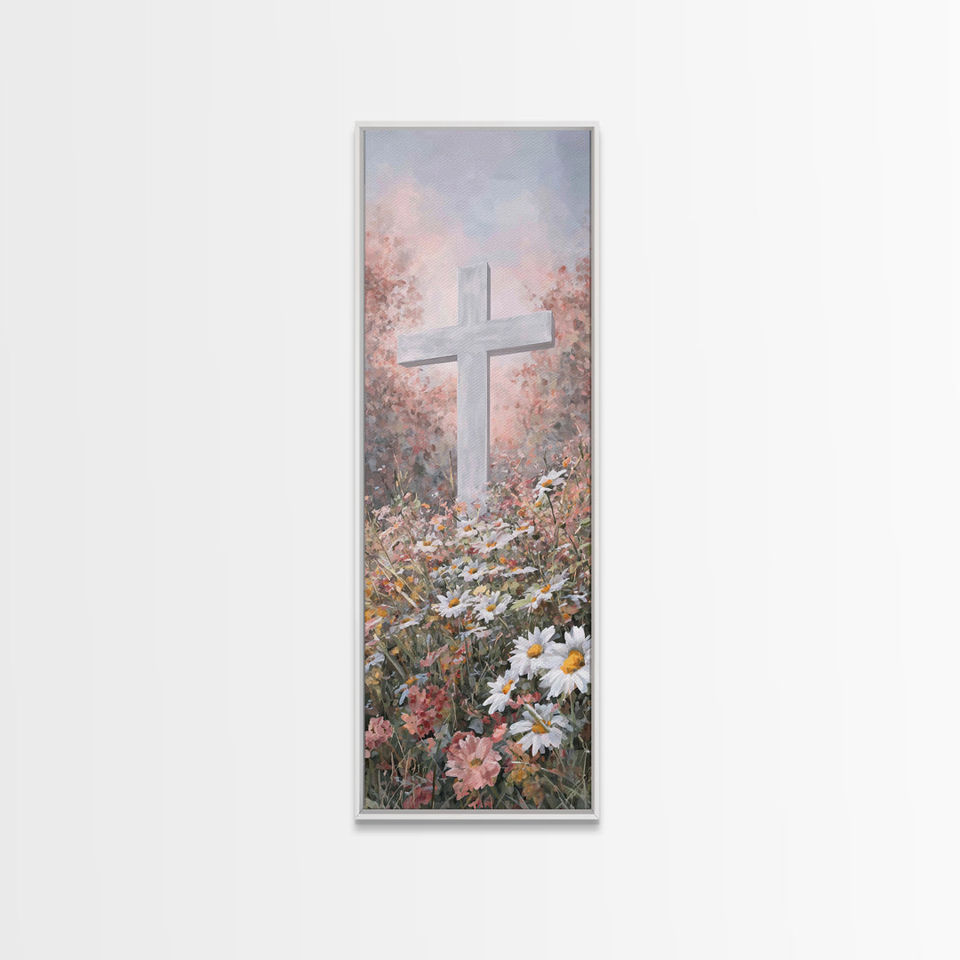 Garden Of Redemption, Framed Canvas Print, Christian Art Canvas, Christian Wall Art, Modern Christian Art, Christian Painting, Tall Skinny