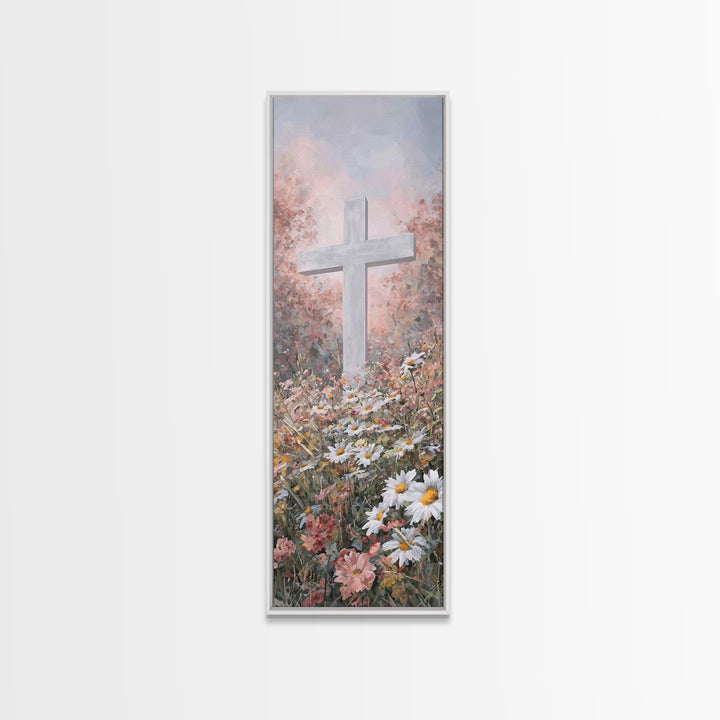 Garden Of Redemption, Framed Canvas Print, Christian Art Canvas, Christian Wall Art, Modern Christian Art, Christian Painting, Tall Skinny