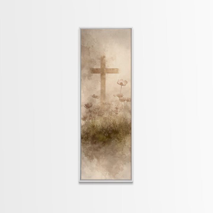 Cross Of New Dawn – Framed Canvas Print – Christian Art – Christian Wall Art – Christian Art Canvas – Modern Christian Art – Tall Narrow Wa