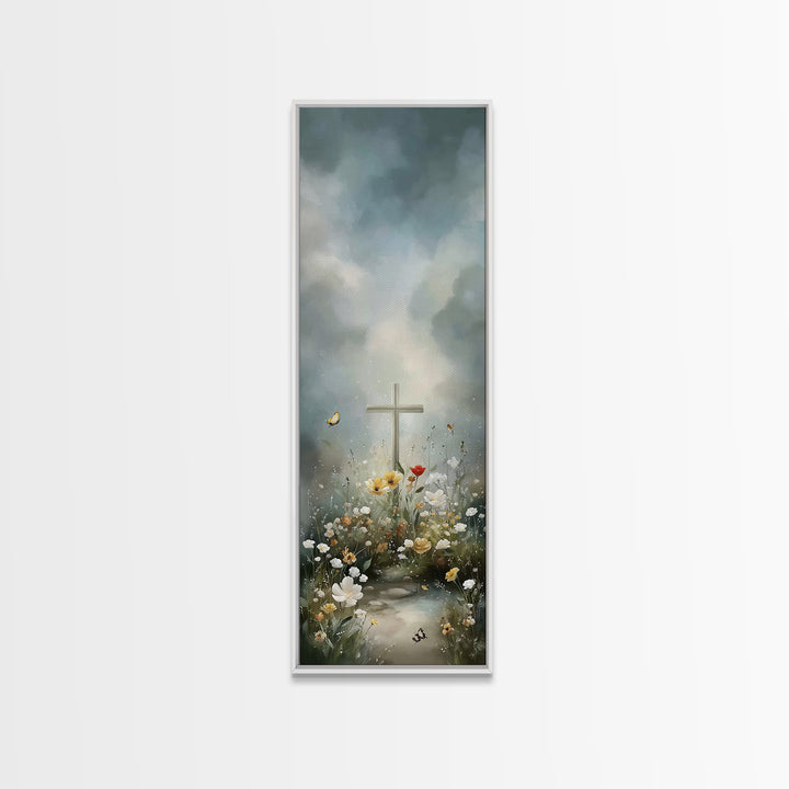 Garden Of Grace – Framed Canvas Print – Christian Wall Art – Christian Art Canvas – Jesus Painting – Tall Narrow Wall Art