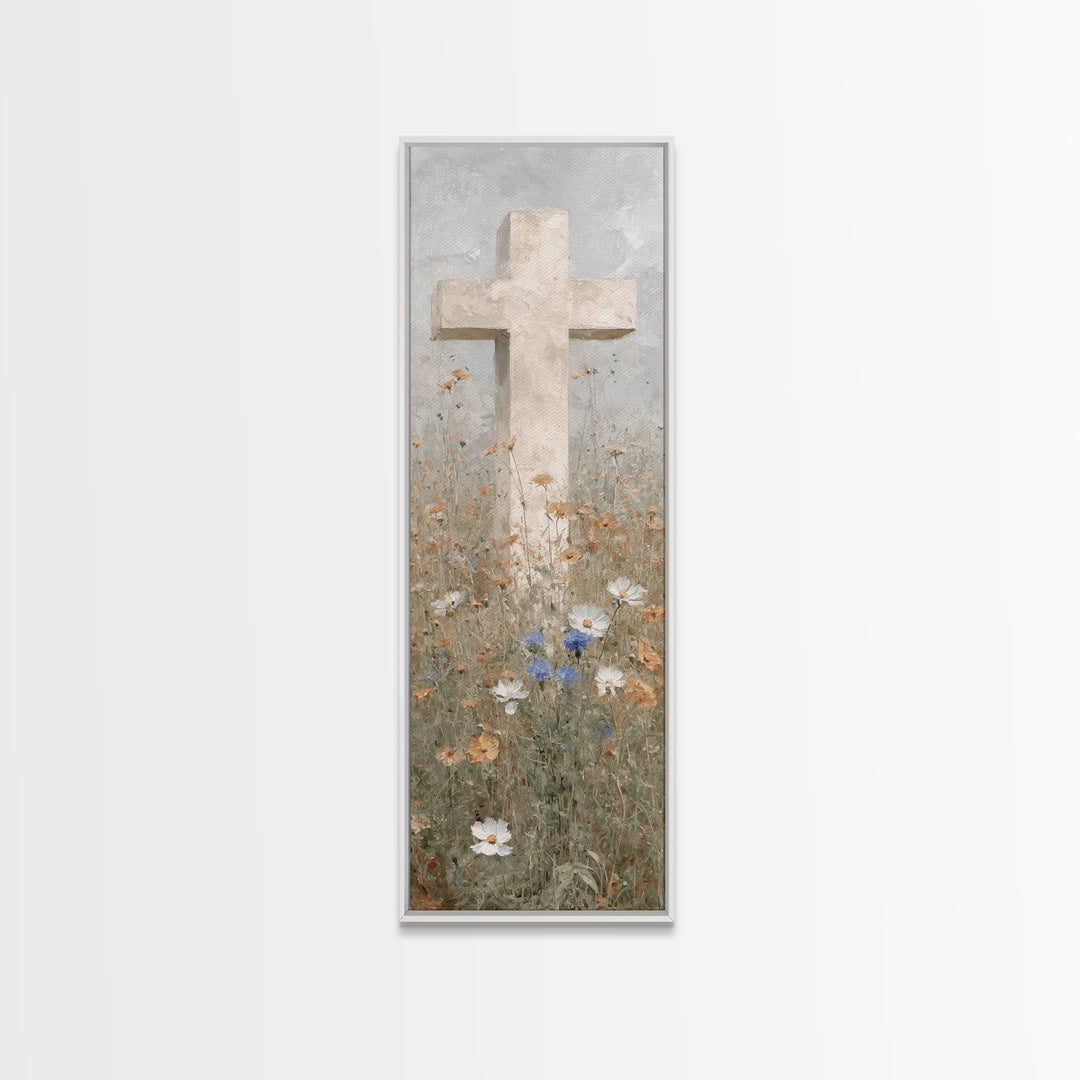 Field Of Mercy – Framed Canvas Print – Christian Art Canvas – Tall Narrow Wall Art – Jesus Painting – Christian Wall Art