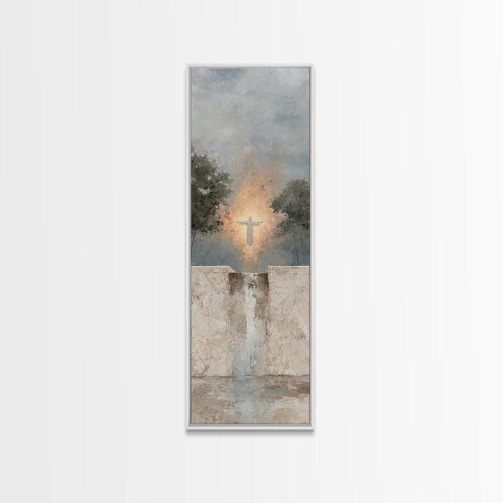 Light Of Salvation – Framed Canvas Print – Jesus Painting – Tall Narrow Wall Art – Christian Wall Art – Christian Art Canvas
