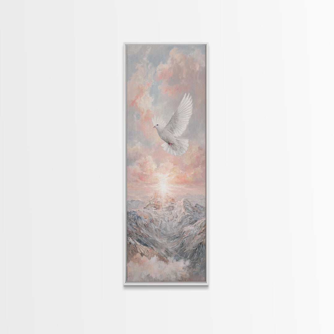 Wings Of Holy Peace – Framed Canvas Print – Skinny Art – Christian Wall Art – Christian Art Canvas – Subtle Christian Art – Modern Christia