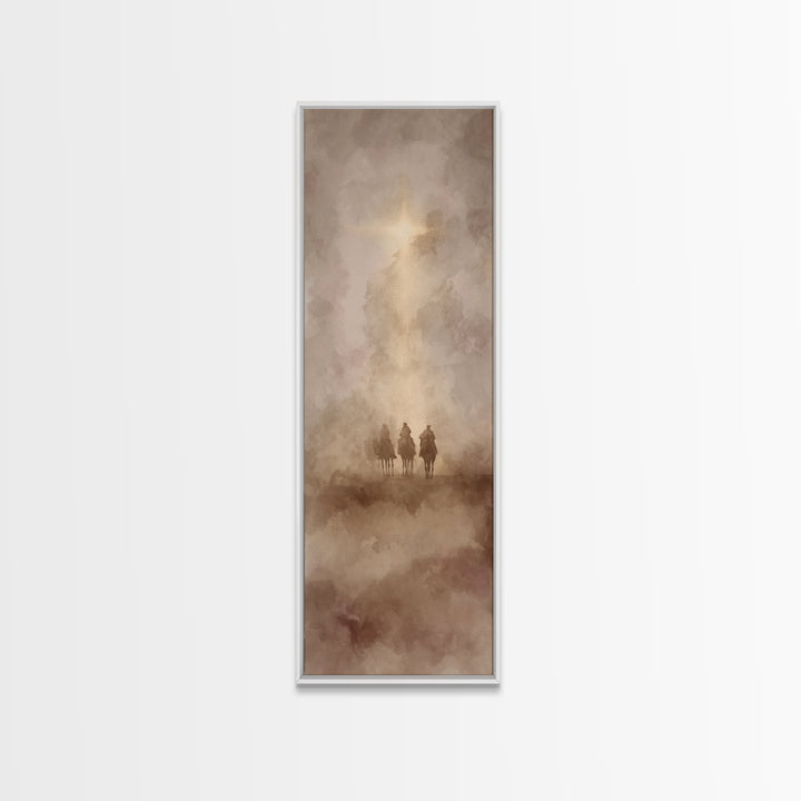 Desert Pilgrims | Framed Canvas Print | Tall Skinny Art Print | Christian Wall Art | Christian Art Canvas | Christmas Art