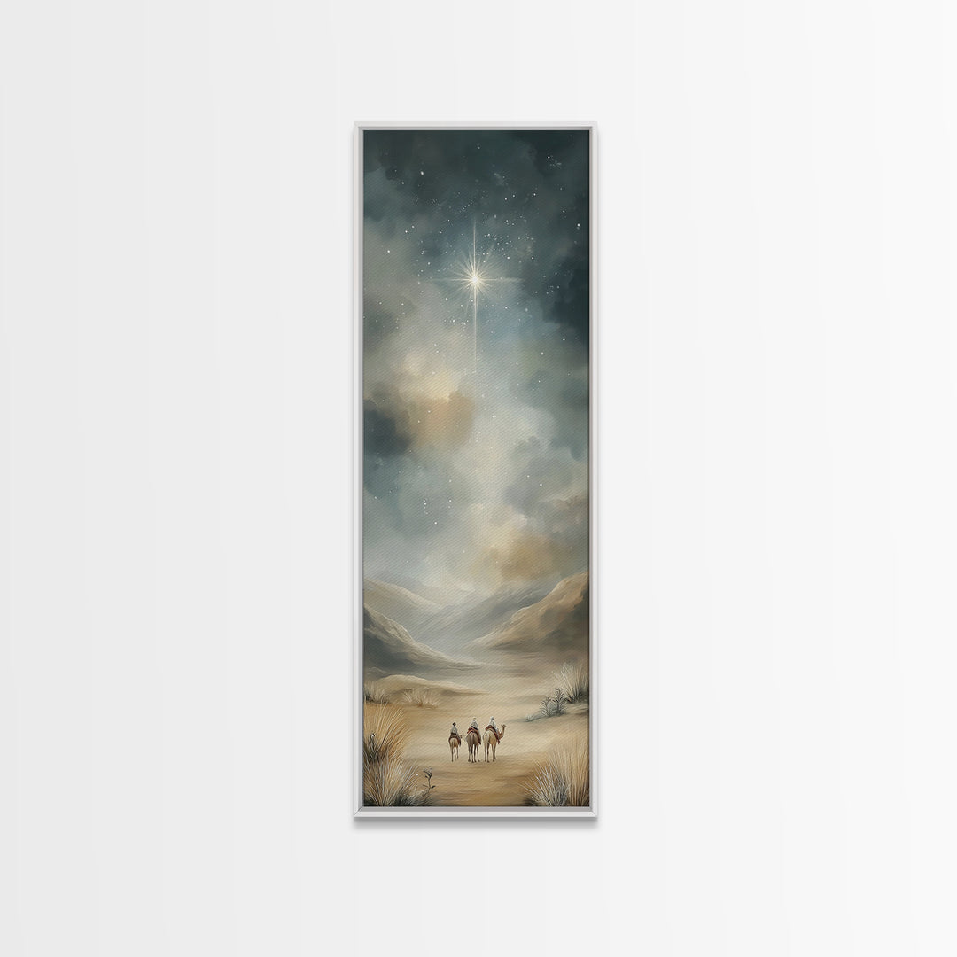 Guiding Star Journey | Framed Canvas Print | Skinny Art | Christian Art Canvas | Christmas Wall Art | Christian Painting