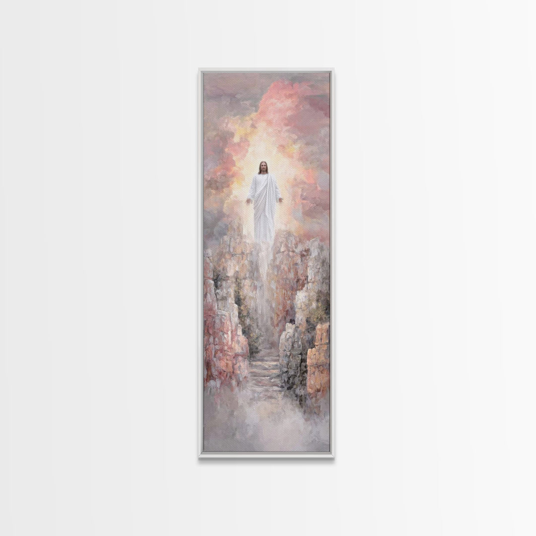 Ascension Light | Framed Canvas Print | Tall Narrow Wall Art | Christian Art Canvas | Jesus Painting | Christian Wall Art