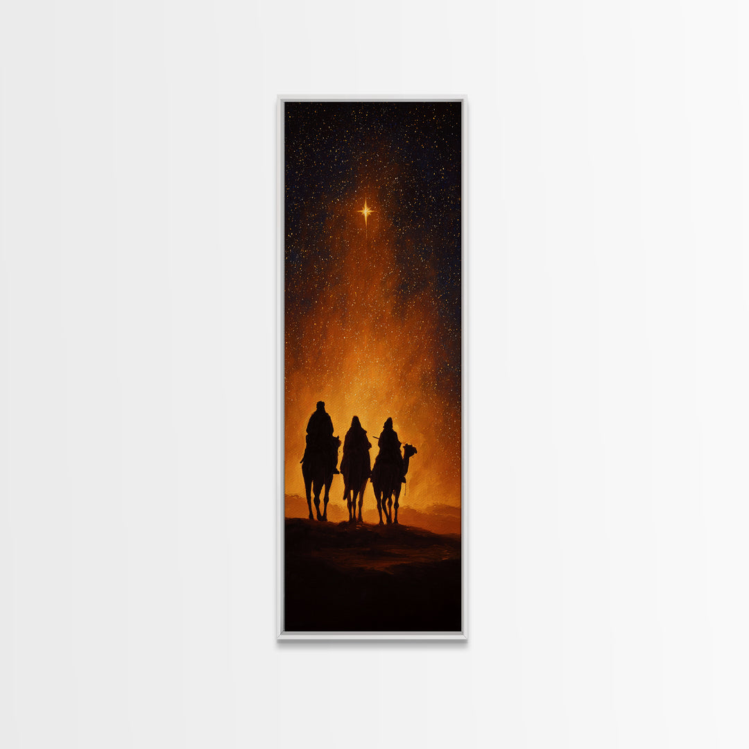 The Radiant Night – Framed Canvas Print – Narrow Art – Christian Art – Christian Christmas Art – Christian Painting – Christmas Wall Art –