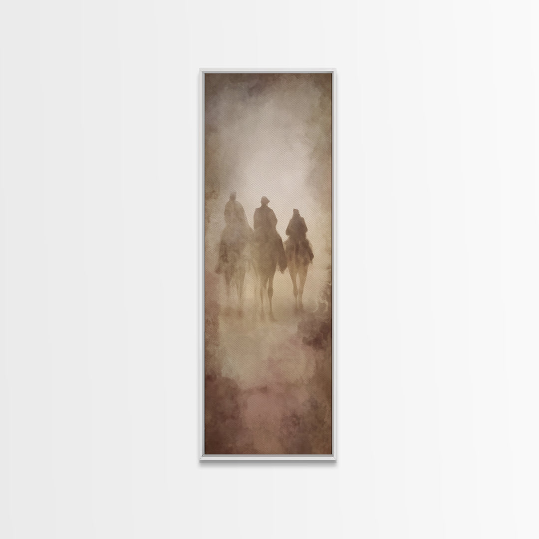 The Midnight Caravan – Framed Canvas Print – Tall Skinny Art Print – Christian Art Canvas – Christian Wall Art – Christmas Art – Christian