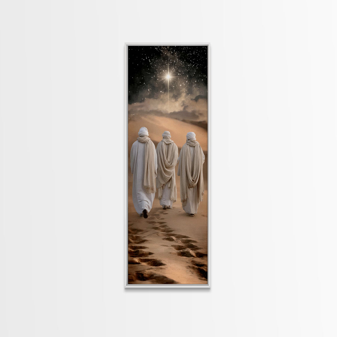 Desert Pilgrimage – Framed Canvas Print – Christian Art Canvas – Narrow Art – Christian Christmas Art – Christian Wall Art