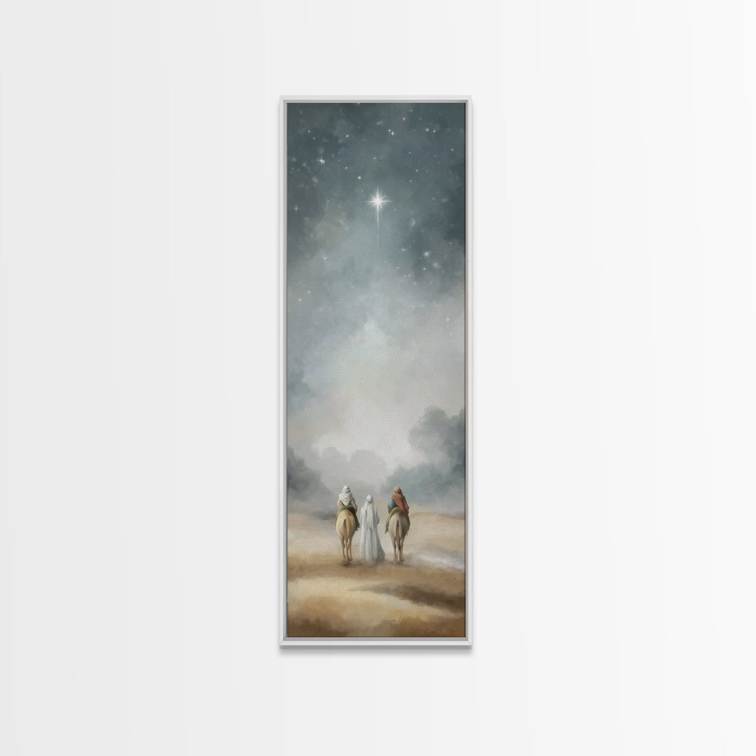 Sacred Night Path – Framed Canvas Print – Christian Art Canvas – Tall Narrow Wall Art – Christmas Wall Art – Christian Art