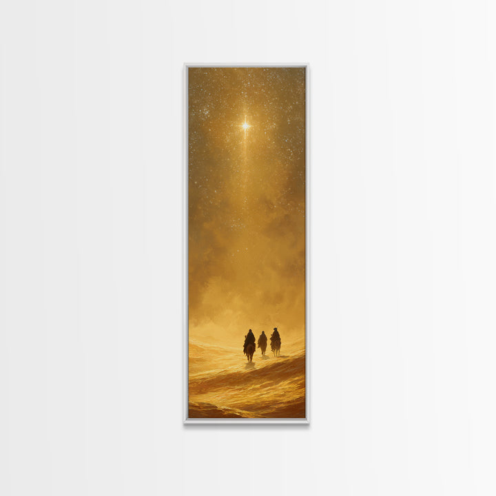 Holy Desert Trek – Framed Canvas Print – Christian Wall Art – Narrow Art – Christmas Art – Christian Art Canvas