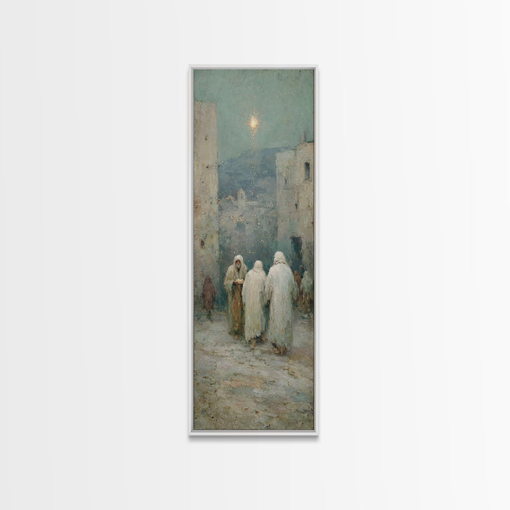 Bethlehem Pathway – Framed Canvas Print – Christian Christmas Art – Narrow Art – Christian Art Work – Christian Wall Art