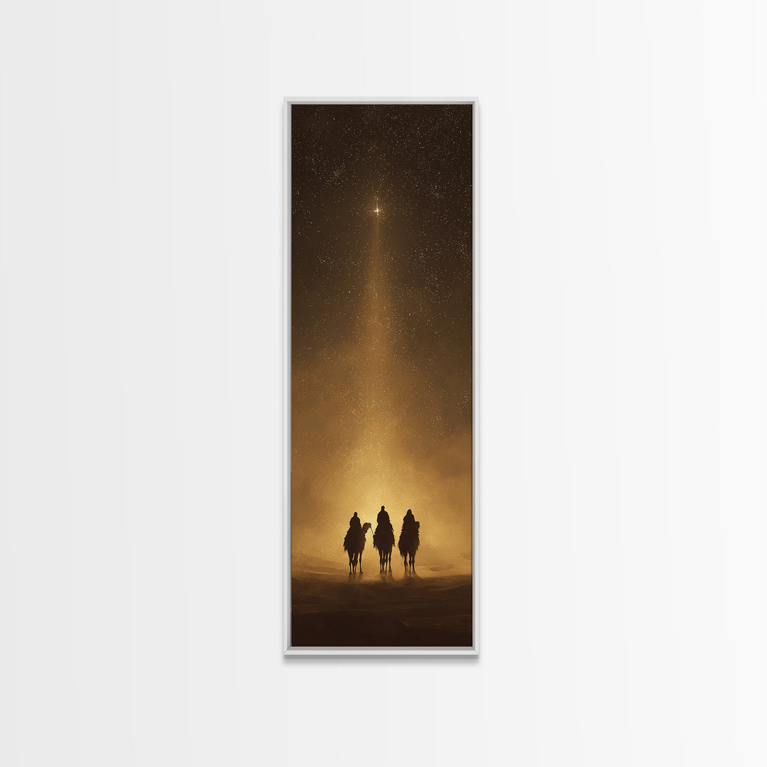 Sacred Offering Night – Framed Canvas Print – Christian Art Work – Tall Skinny Art Print – Christian Wall Art – Christmas Art