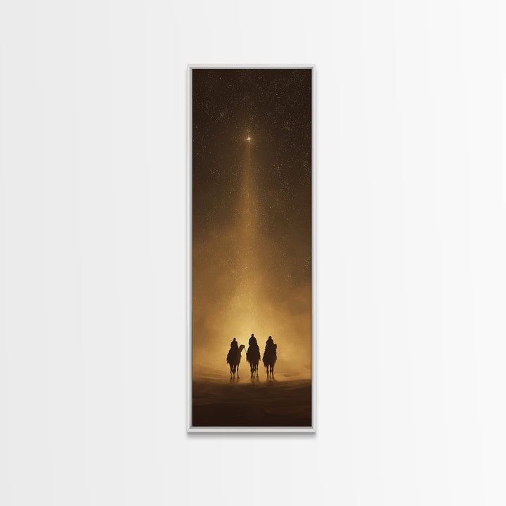 Sacred Offering Night – Framed Canvas Print – Christian Art Work – Tall Skinny Art Print – Christian Wall Art – Christmas Art