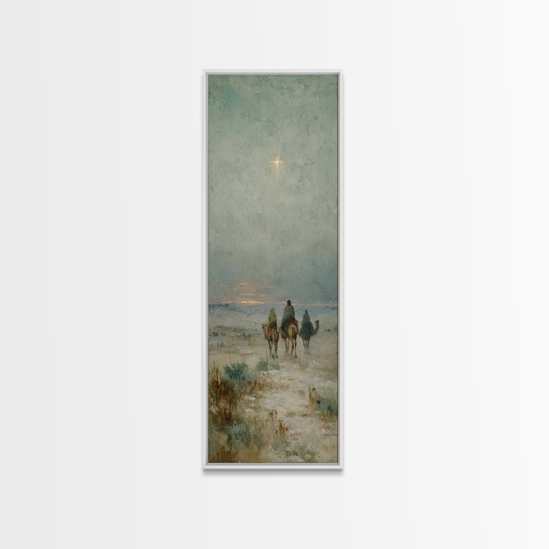 Morning Star Road – Framed Canvas Print – Christian Wall Art – Narrow Art – Christian Christmas Art – Christian Art Work