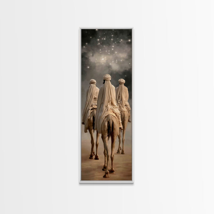 Night Sky Caravan – Framed Canvas Print – Christian Art Canvas – Tall Skinny Art Print – Christian Wall Art – Christmas Art