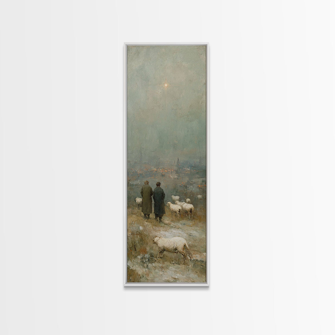 Star Of Bethlehem, Framed Canvas Print, Narrow Art, Christian Wall Art, Christian Art Print, Jesus Painting, Christmas Canvas Wall Art