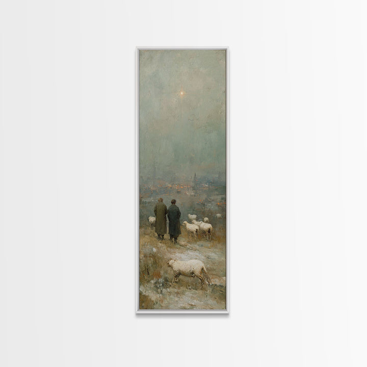 Star Of Bethlehem, Framed Canvas Print, Narrow Art, Christian Wall Art, Christian Art Print, Jesus Painting, Christmas Canvas Wall Art