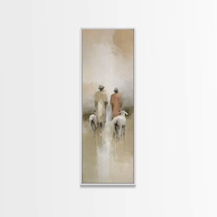 Night Of Promise, Framed Canvas Print, Tall Narrow Wall Art, Christian Christmas Art, Christian Art Work, Jesus Christmas Art, Subtle Chris