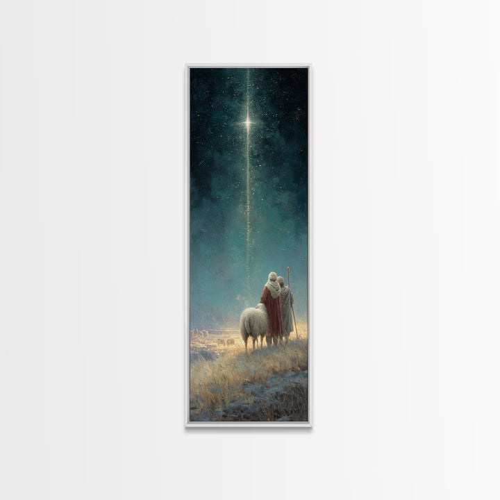 Heavenly Calling, Framed Canvas Print, Narrow Art, Christian Art, Christian Art Canvas, Christian Christmas Decorations, Moody Christmas Ar