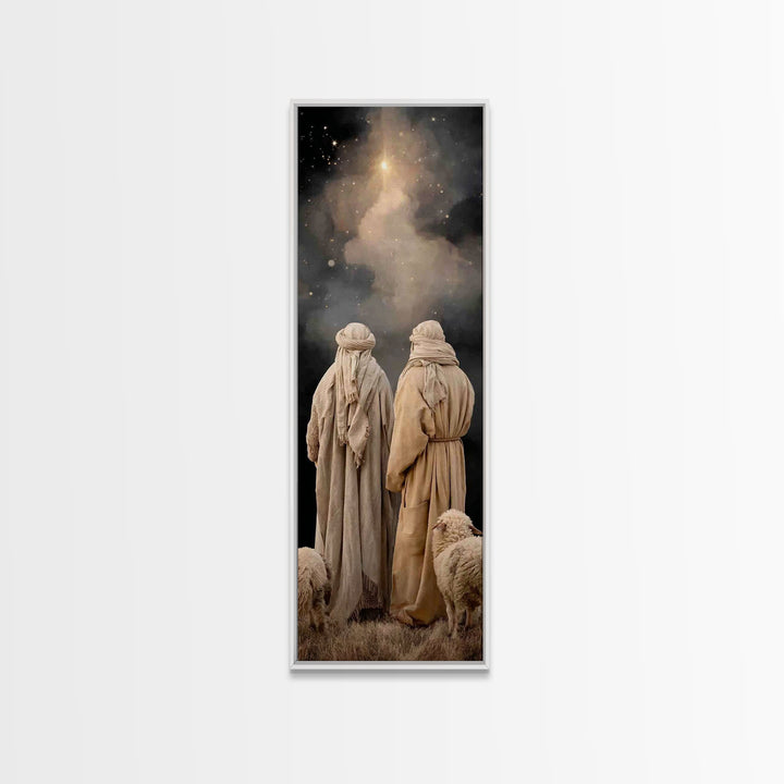 Divine Light Rise, Framed Canvas Print, Tall Narrow Wall Art, Christian Wall Art, Large Christian Painting, Christmas Art Prints, Christian
