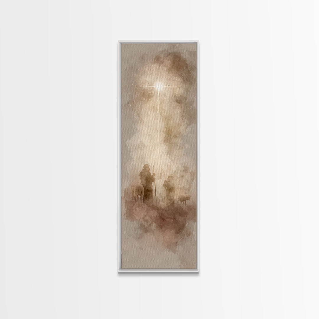 Holy Night Path, Framed Canvas Print, Skinny Art, Christian Art Canvas, Christian Gift Ideas, Christmas Canvas Wall Art, Minimalist Christi