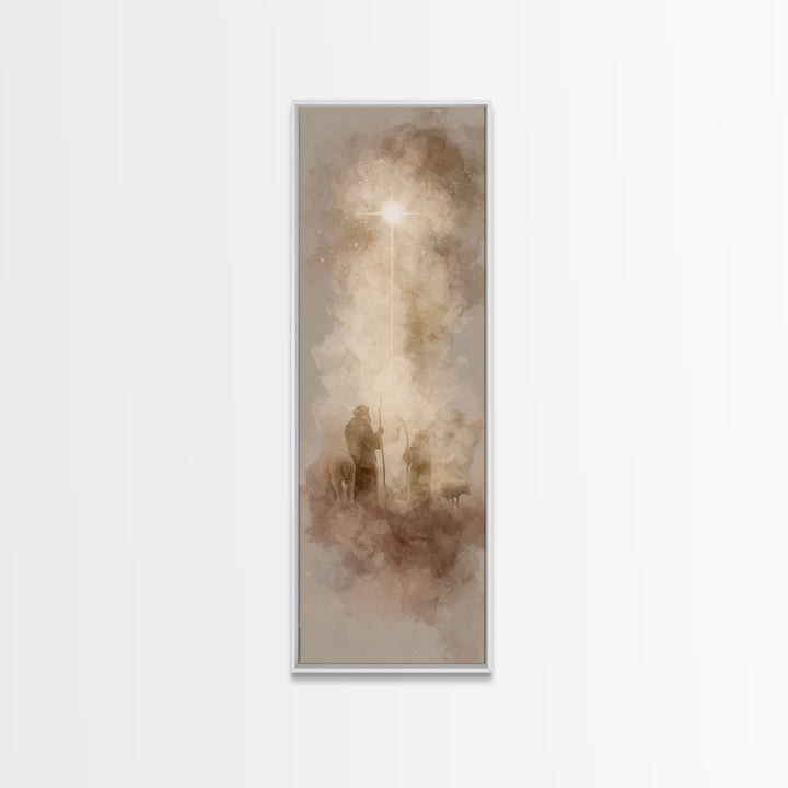 Holy Night Path, Framed Canvas Print, Skinny Art, Christian Art Canvas, Christian Gift Ideas, Christmas Canvas Wall Art, Minimalist Christi