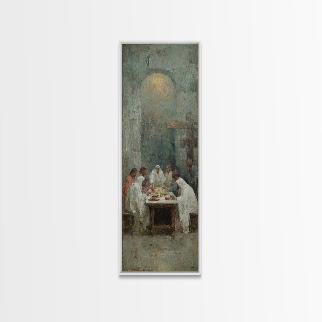 Table Of Fellowship – Framed Canvas Print – Christian Art Canvas – Christian Wall Art – Tall Narrow Wall Art – Christian Painting – Christi