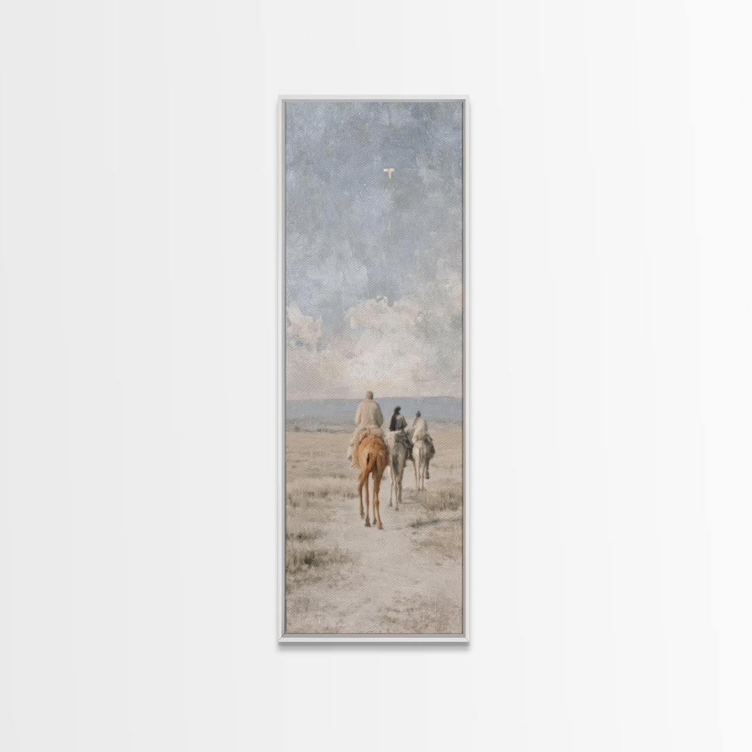 Guiding Star Journey – Framed Canvas Print – Christian Wall Art – Christmas Art – Tall Narrow Wall Art – Christian Decor – Christmas Wall A