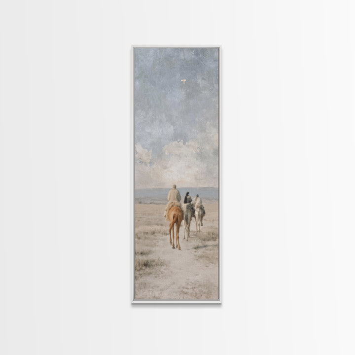Guiding Star Journey – Framed Canvas Print – Christian Wall Art – Christmas Art – Tall Narrow Wall Art – Christian Decor – Christmas Wall A