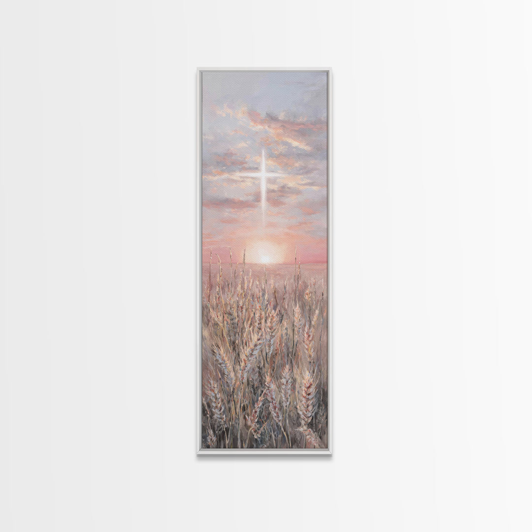 Sacred Supper Light – Framed Canvas Print – Christian Art Canvas – Christian Painting – Tall Skinny Art Print – Christian Wall Art – Vintag