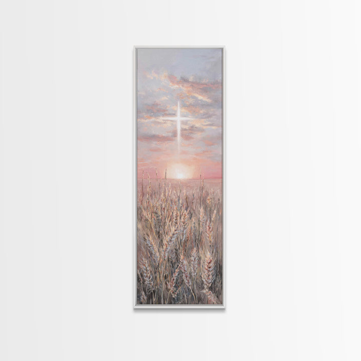 Sacred Supper Light – Framed Canvas Print – Christian Art Canvas – Christian Painting – Tall Skinny Art Print – Christian Wall Art – Vintag