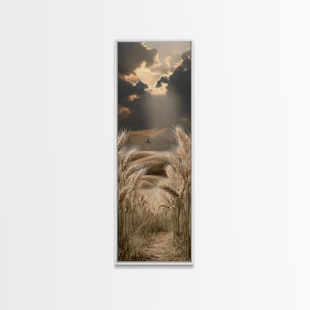 Harvest Of Faith – Framed Canvas Print – Christian Wall Art – Christian Art Print – Tall Narrow Wall Art – Christian Painting – Moody Chris
